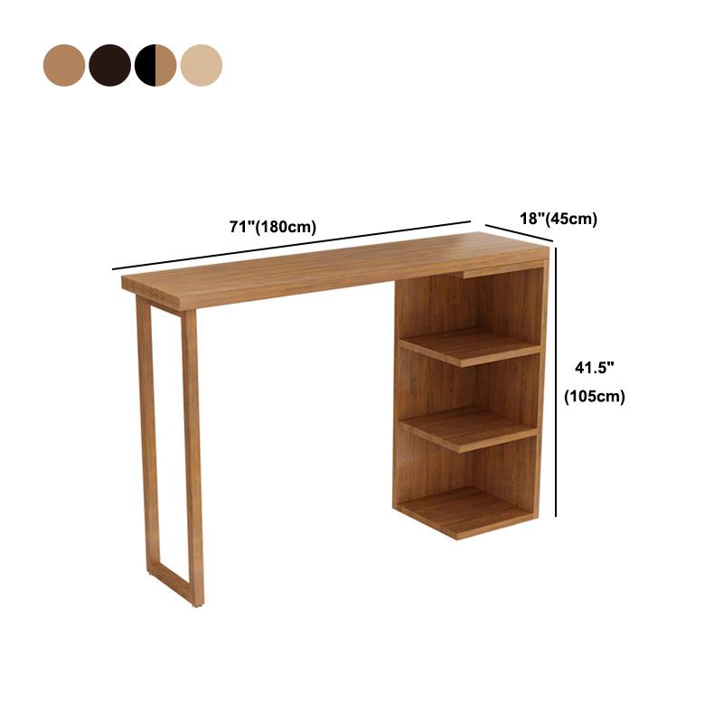 Modem Style Solid Wood Bar Table Rectangle Bar Dining Table with Wine Storage