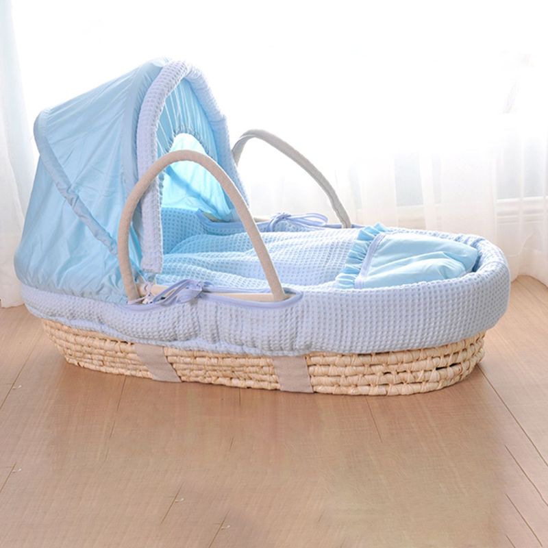 Portable Wicker Crib Cradle Natural Oval Crib Cradle for Toddler