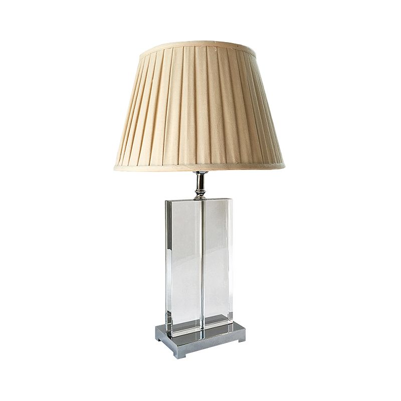 1 Lampa da comodino rettangolare a testa Light di lettura di cristalli con taglio a mano contemporanea in beige