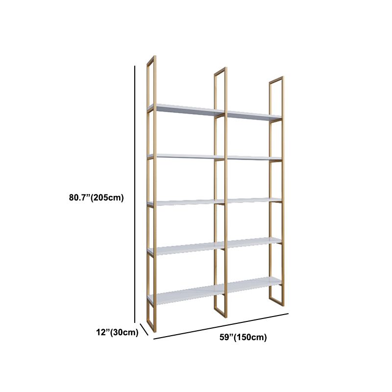 Engineered Wood and Metal Shelf Glam with Rectangular Shelves Book Shelf 12" Wide