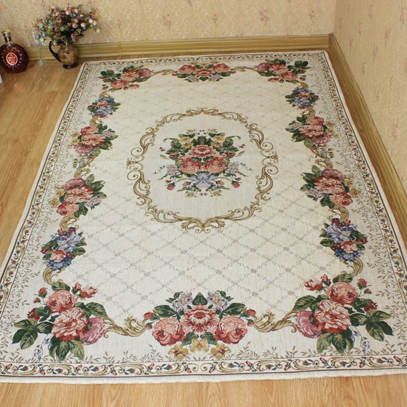 Bud Printed Rug Polyester Traditional Indoor Rug Anti-Slip Washable Pet Friendly Area Rug for Living Room