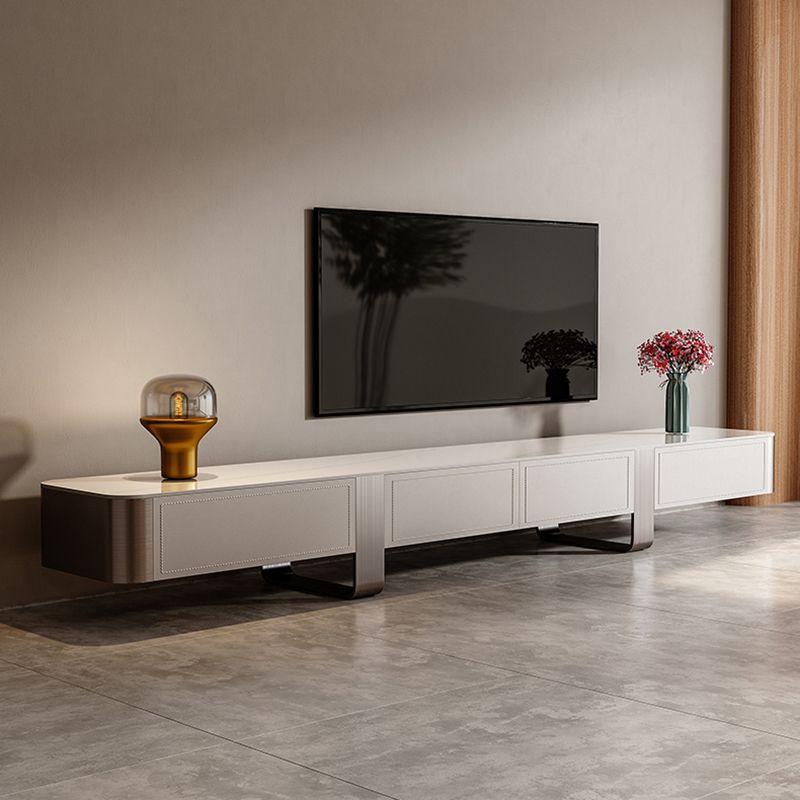 Glam TV Console Stone Media Console Enclosed Storage with 4 Drawers for Home