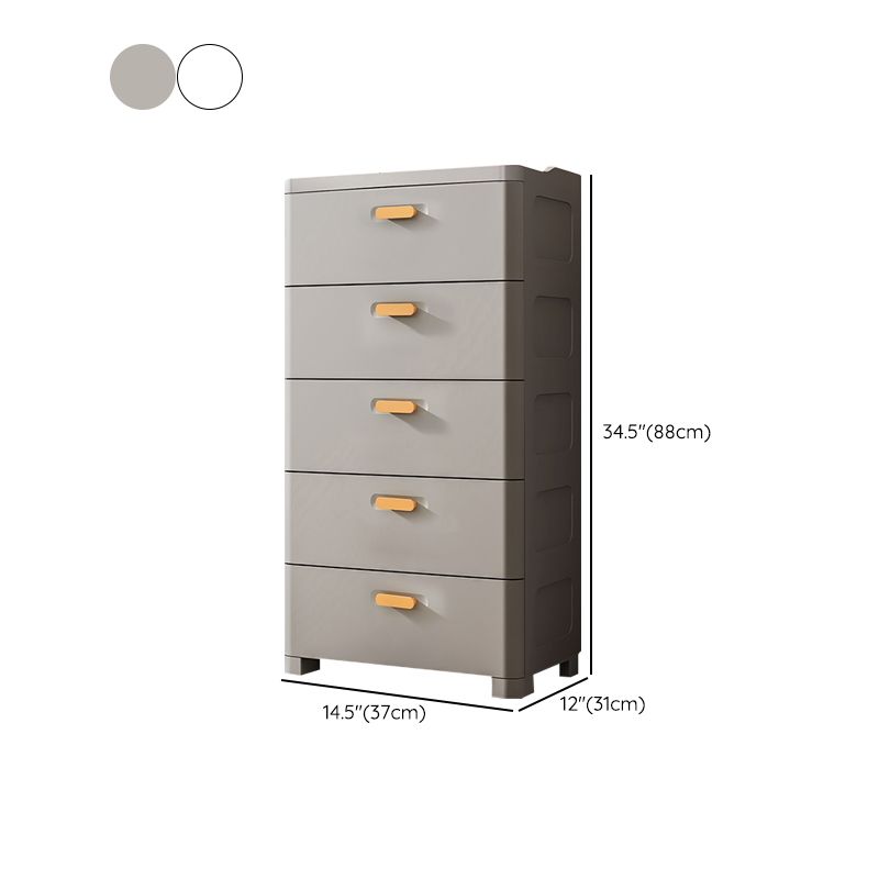 5 Drawers Vertical Kids Nightstand Modernism Plastic Nursery Dresser for Home