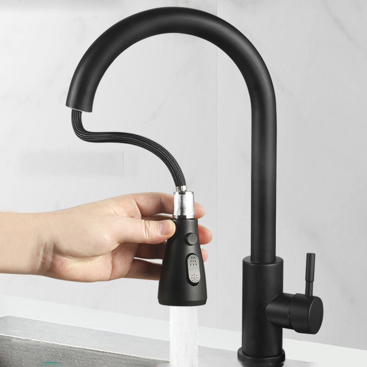 Modern Style Kitchen Faucet 304 Stainless Steel High Arc Pull Down Kitchen Faucet