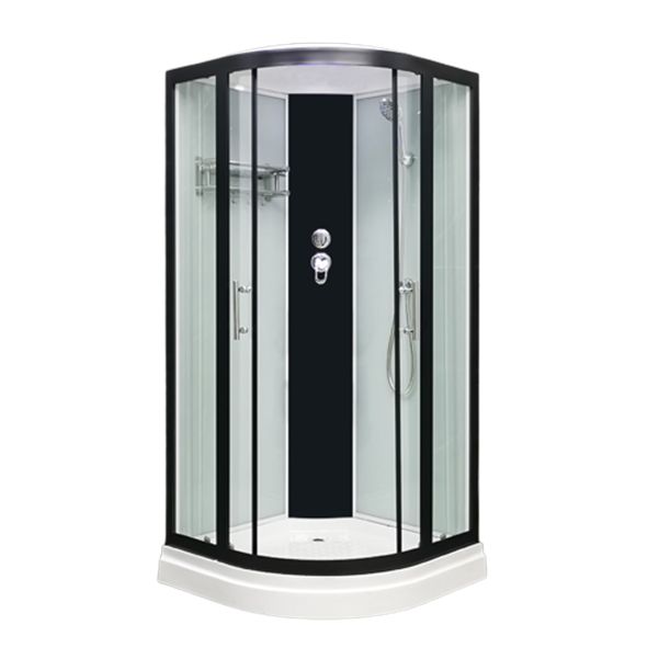 Round Easy Clean Glass Shower Stall Framed Double Sliding Shower Stall