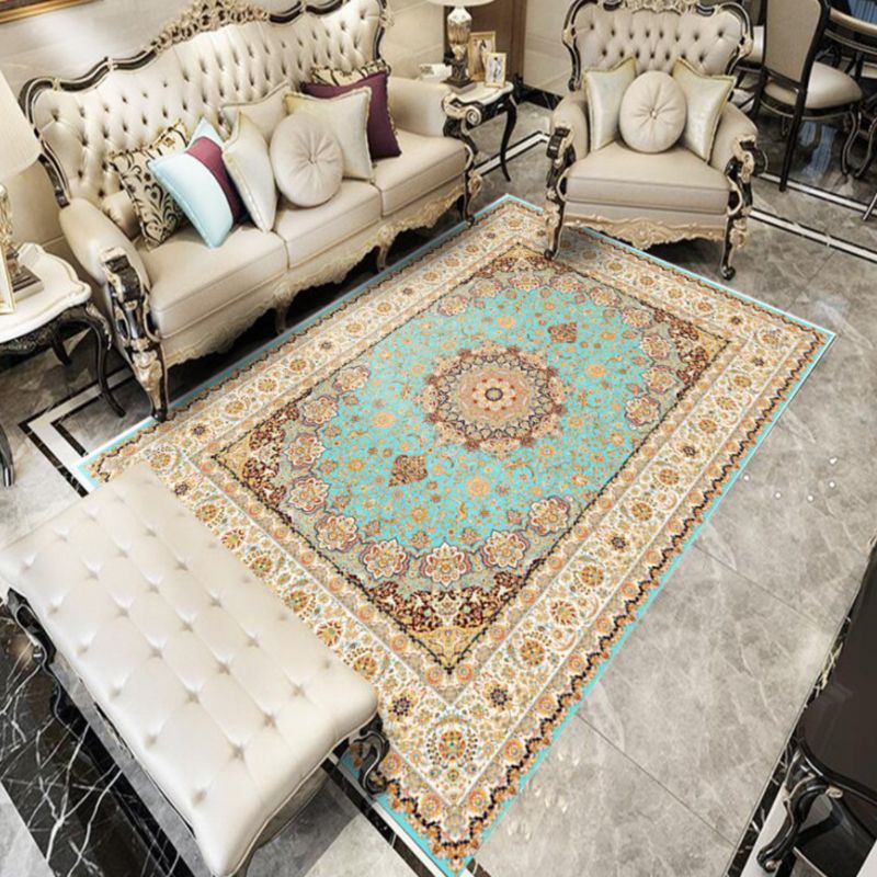 Shabby Chic Moroccan Print Rug Color Mixed Polyester Area Carpet Non-Slip Backing Rug for Living Room