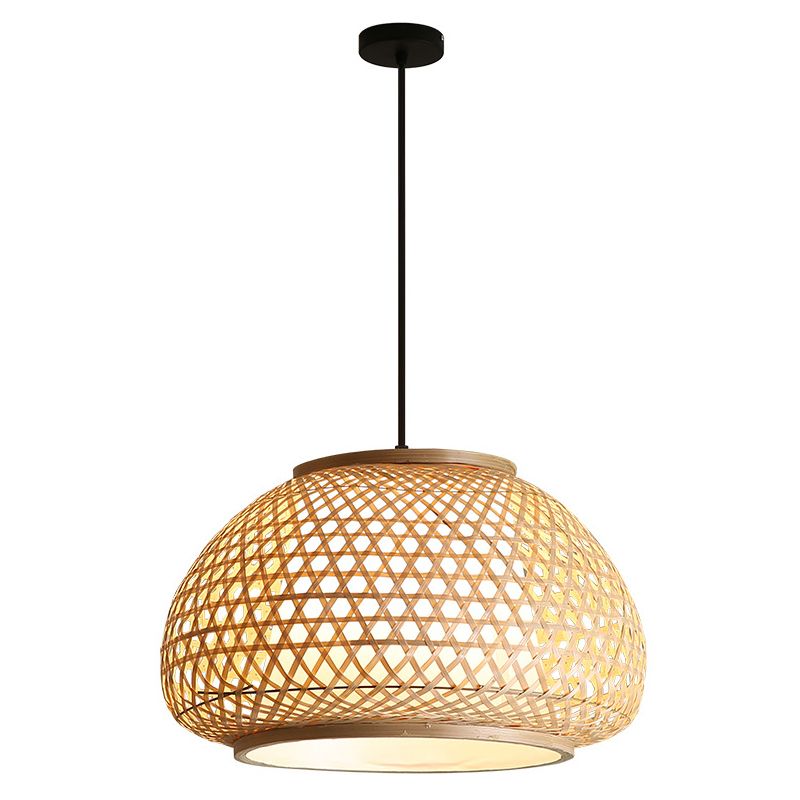 Lampe suspendue du pendentif globe avec room Shade Asia Style 1 Light suspendu au plafond Lanterne en beige