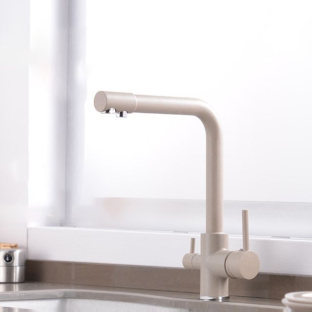 Modern Pure Color Kitchen Faucet with Handles and Supply Lines Bar Faucet