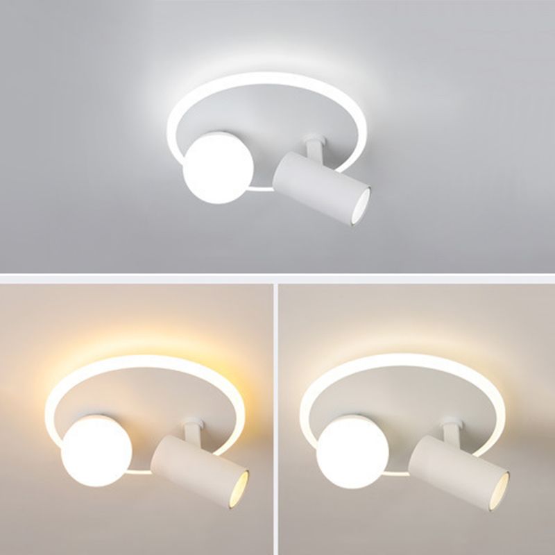 Modern Metal Ceiling Light White Globe Flush Mount Lighting for Home