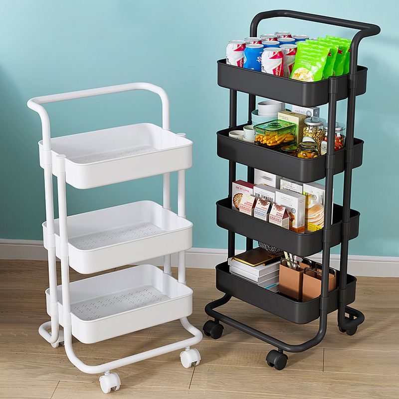 Open Industrial Etagere Bookshelf Steel Frame Plastic Shelf Bookshelf with Caster Wheels