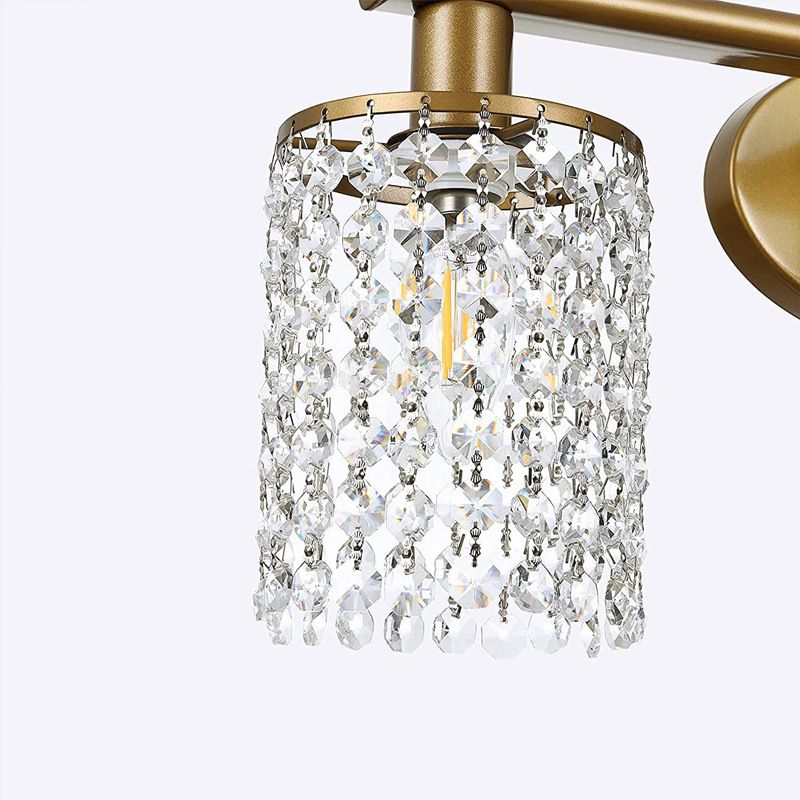 Crystal Half Cylinder Wall Sconce Modern Multi Lights Mirror Wall Light Fixture in Brass