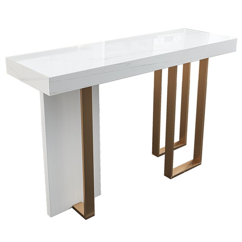 Stone Bar Dining Table Glam Rectangle Bar Table with 3 Legs for Living Room