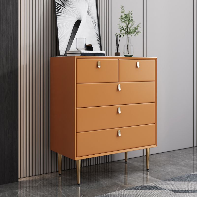 Vertical Wood Lingerie Chest Modern Bedroom Storage Chest with 5 Drawers