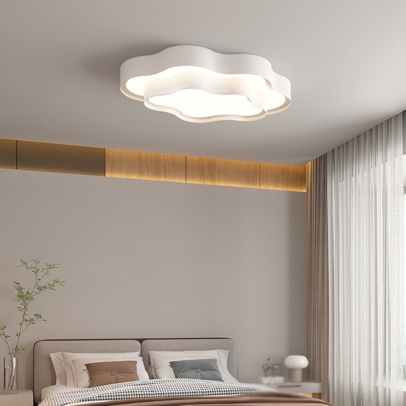 Contemporary Flush Mount 2-Tier Ceiling Mounted Fixture in White for Bedroom