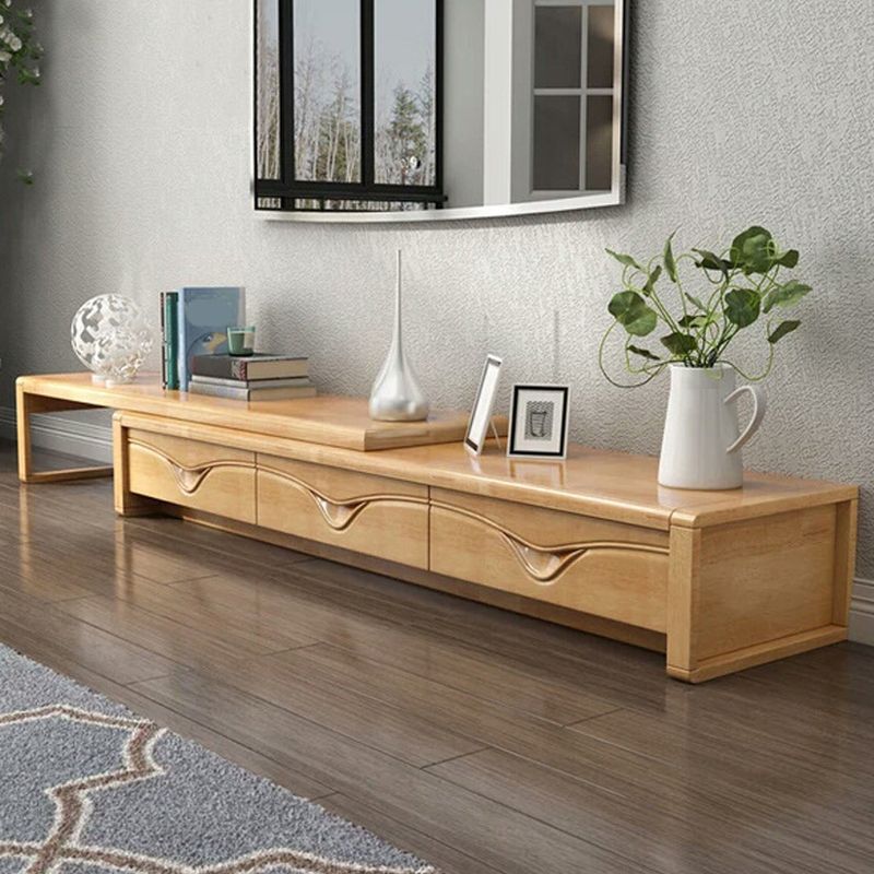 Traditional TV Media Stand Rubberwood TV Stand Console with Drawers