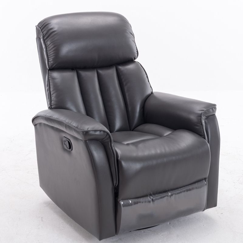 Swivel Rocker Standard Recliner Solid Color Faux Leather Recliner Chair