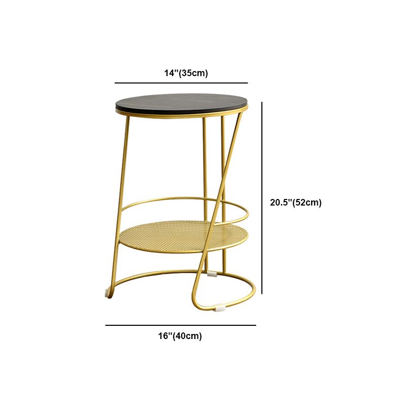 18 Inch Tall Night Table Open Storage Metal 1-Shelf Nightstand with Legs