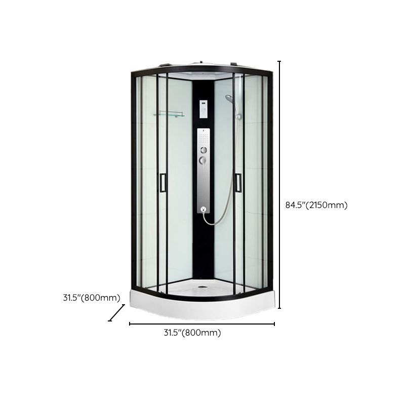 Black Framed Shower Enclosure Double Sliding Round Shower Stall