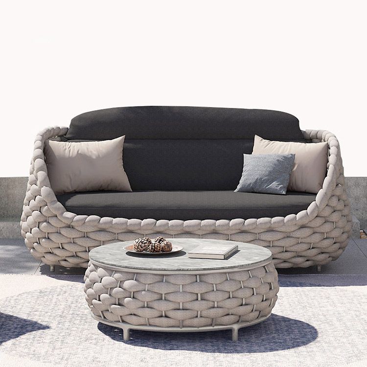 Modern Metal Patio Sofa Water Resistant Outdoor Patio Sofa with Cushions