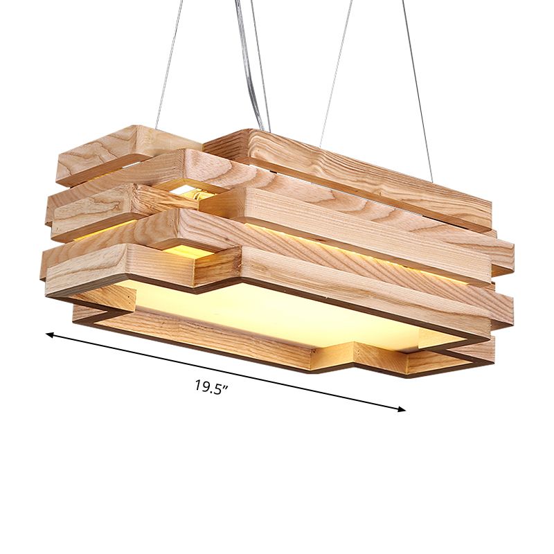 5-stufig Rechteck hängen hängendes Holz Nordic Stylish LED Pendellicht in Beige für Teestation