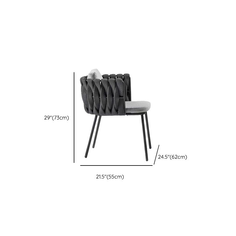 Contemporary Upholstered Outdoor Bistro Chairs Open Back Patio Dining Armchair