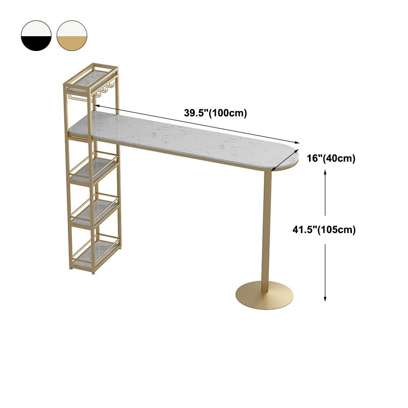 White Rectangle Bar Table Contemporary Bar Table with Sled Base