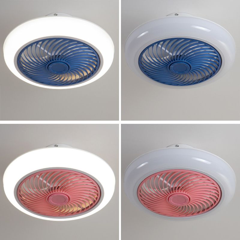 Macaron Round acrylique ventilateur de ventilateur LED LED SEMI FUSH FLUM MONT ÉCLAIR