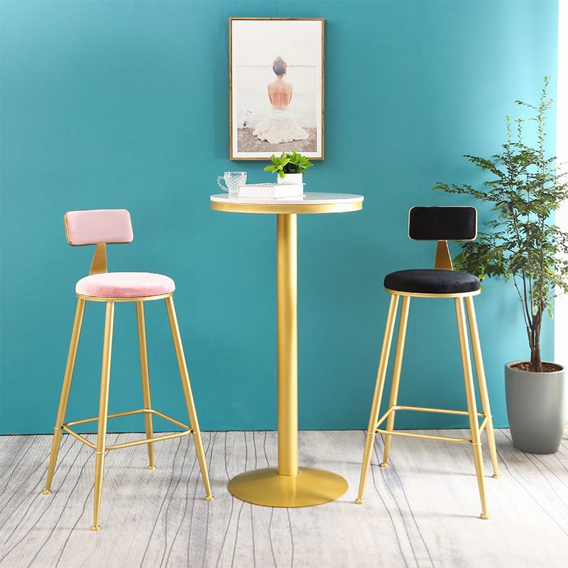 Glam Round Faux Marble Bistro Table Indoor Gold Iron Bar eettafel met enkel voetstuk