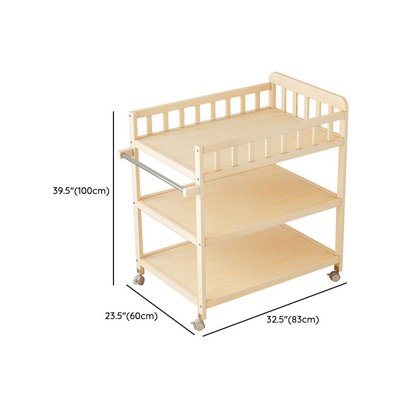 Solid Wood Flat Top Changing Table with Storage Shelf 2-in-1 Baby Changing Table