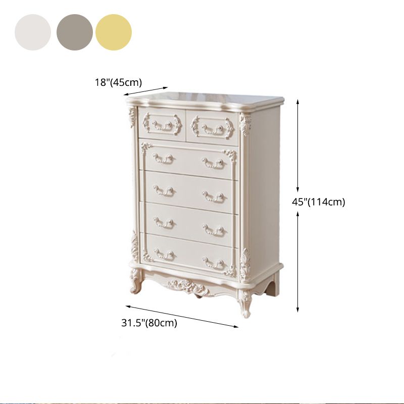 Classic Glam Wood Dresser White Storage Chest with Drawer for Bedroom