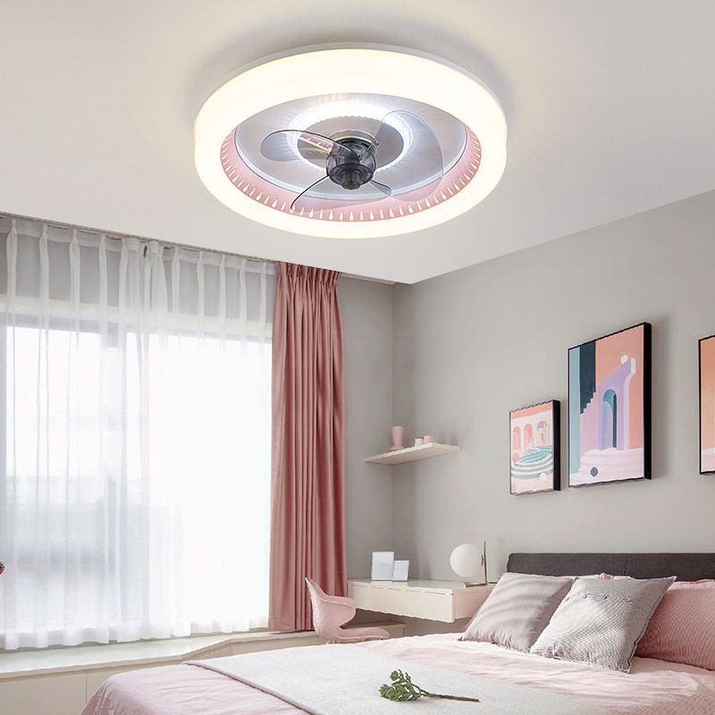 3-Blade Modern Ceiling Fan Pink/Blue Fan with Light for Room