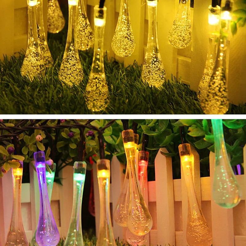 Modern Creative LED String Lights Plastic Teardrop Solar Energy Decorative Lamp for Outdoor