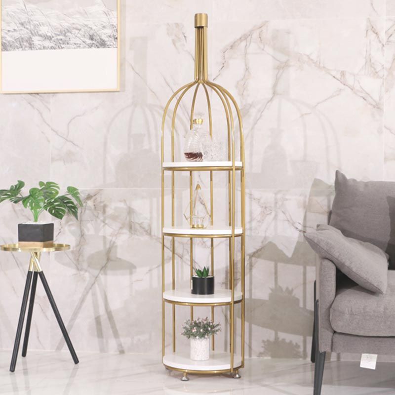 Luxury Metal Wine Holder Rack Round Floor Wine Racks with Shelf