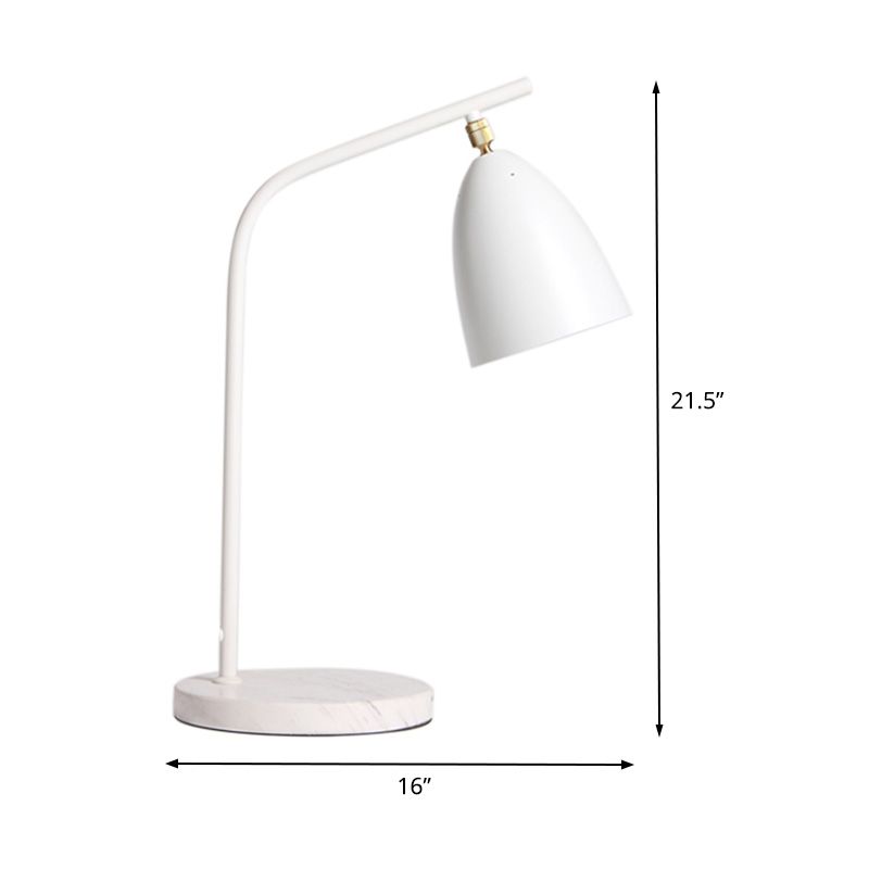 Lampe de nuit en métal cloche moderne 1 livre de lecture de lecture Lumière en blanc avec un bras sinueux