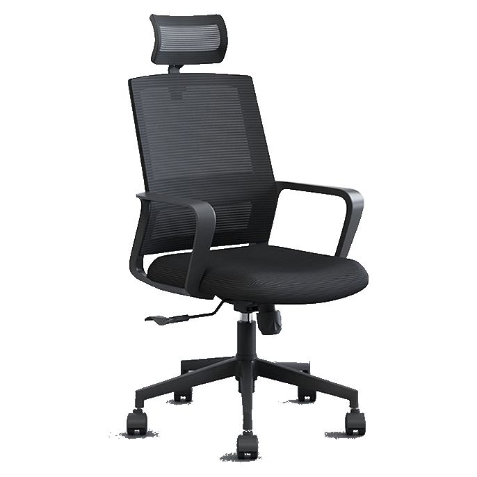 Contemporary Mid Back Office Chair Fixed Arms for Home and Office Mesh Desk Chair