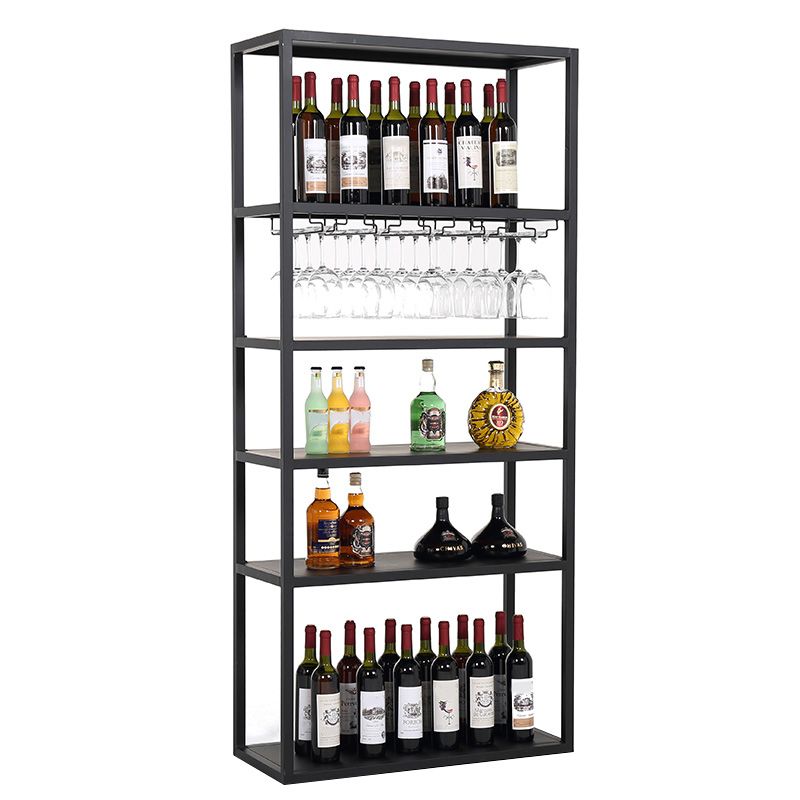 Modern Floor Wine Bottle & Glass Rack Metal  Wine Rack with Shelf