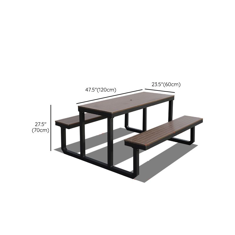 Contemporary Brown Rectangle Picnic Table UV Resistant Picnic Table