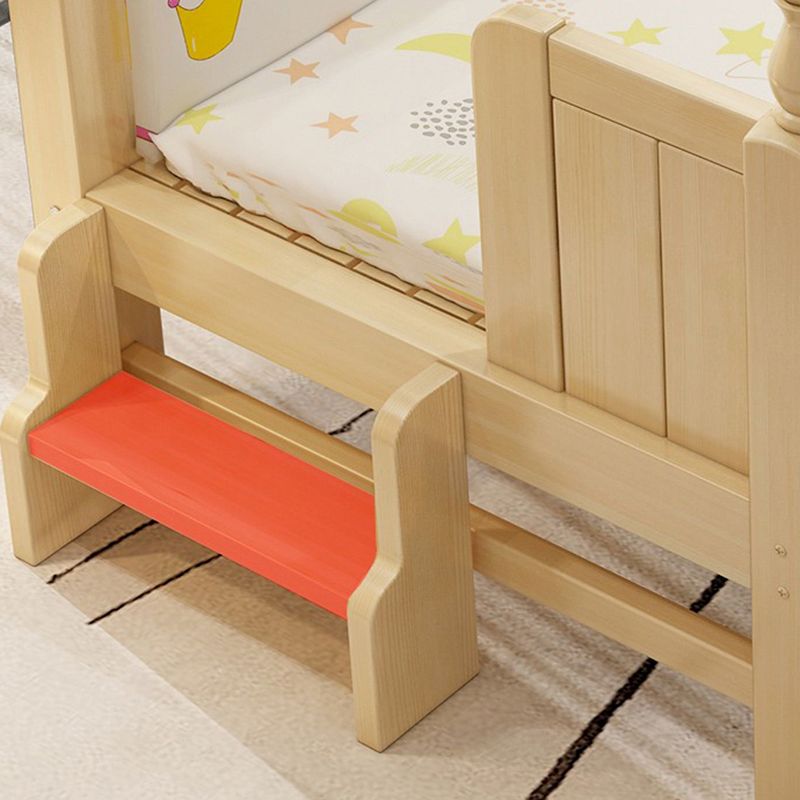 Contemporary Toddler Bed Solid Wood No Theme Natural Kids Bed with Mattress