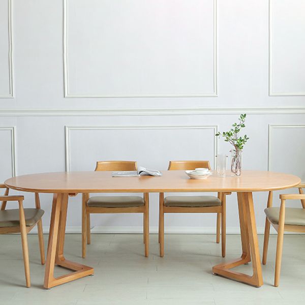 Contemporary Oval Dining Table Solid Wood Dining Table with Sled Base