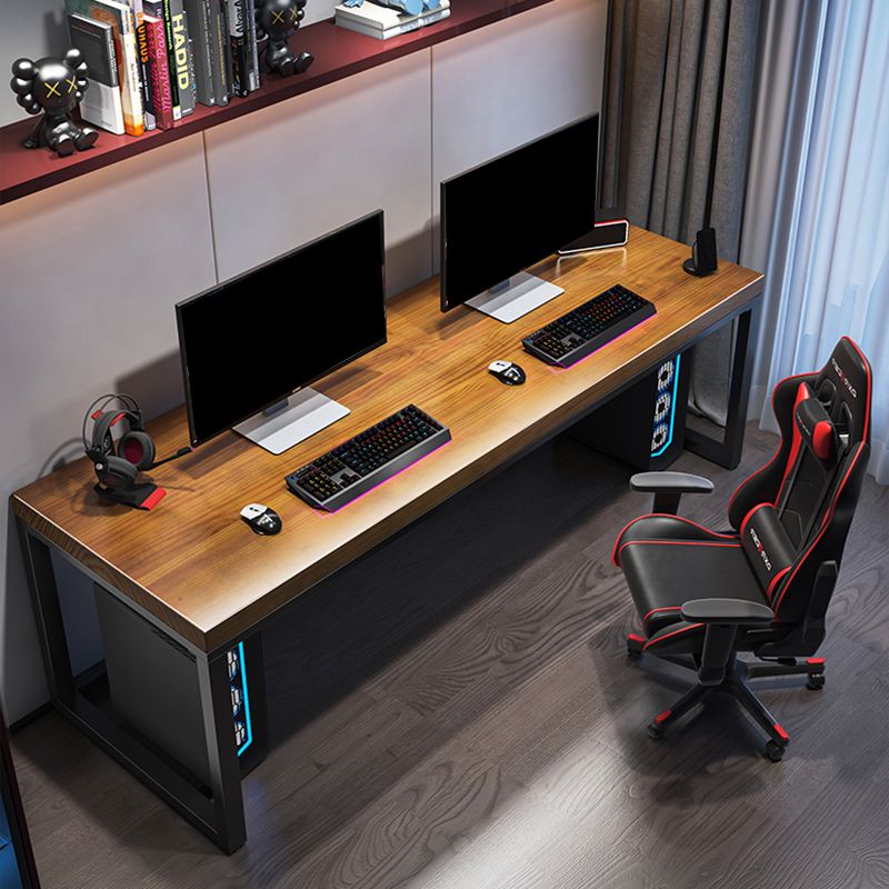 Industrial Wood Computer Desk Sled Rectangular Gaming Desk with Metal Legs