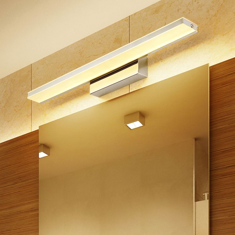 Forma rectángulo tocador de tocador moderno 1 luz de espejo LED de luz para baño en plata