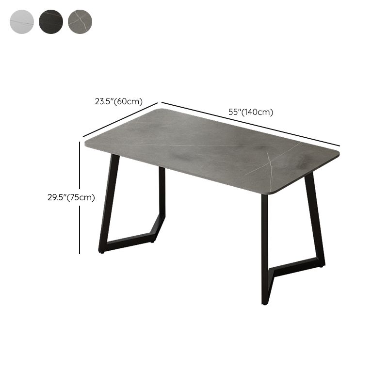 Rectangular Shaped Office Table Stone Writing Desk in Grey/White/Black