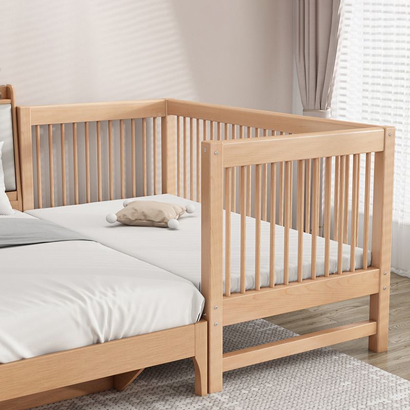 Solid Wood Nursery Crib in Natural Nursery Bed with Guardrails