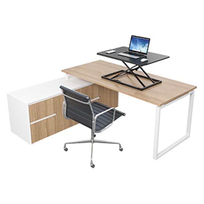 Contemporary Rectangular Shaped Standing Desk Converter Black/White for Office