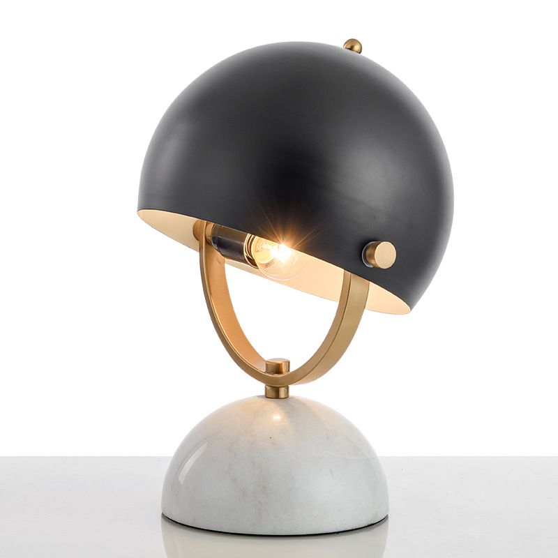 Hemispherical Bedside Table Lighting Metal 1 Bulb Postmodern Nightstand Light in Black