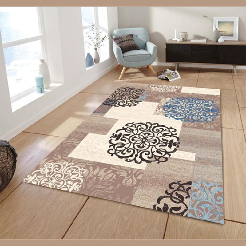 Brown Retro Rug Polyester Graphic Indoor Rug Stain Resistant Area Rug for Home Decor