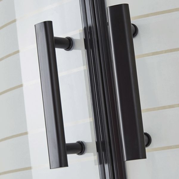 Black Framed Shower Kit Double Sliding Rounded Shower Kit with 2 Door Handle