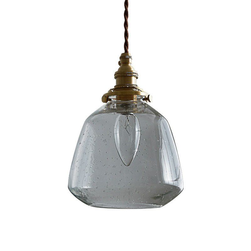 Single-Bulb Hanging Lamp Vintage Tapered Shade Glass Lighting Pendant for Restaurant