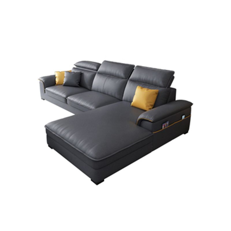 Square Arm Grey Cushion Back Modern Storage Living Room Sofa