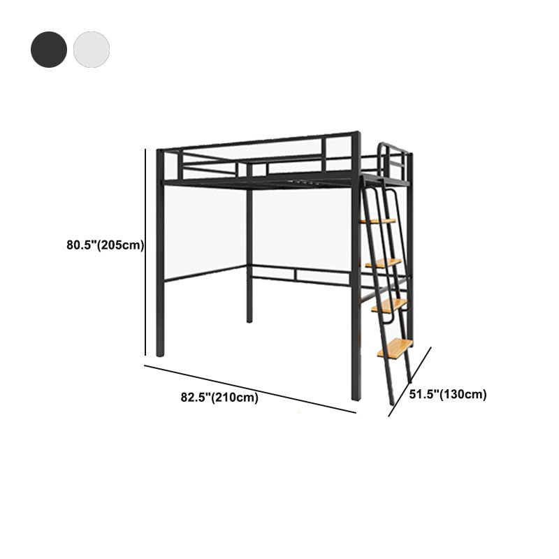 Scandinavian Headboard Loft Bed Metal High Loft with Guardrail